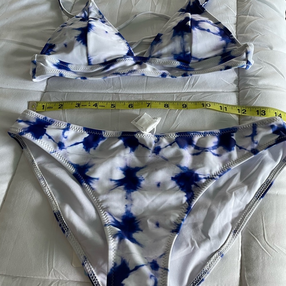 White and Blue Tie Dye bikini Medium
